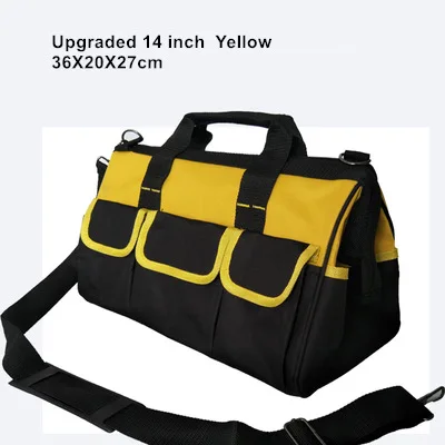Upgrade 14 in yellow Утолщенный 600D Оксфорд Ткань сумка для инструментов двойной слой холст многофункциональный ручной плечо Электроинструмент Аппаратный набор для ремонта - Цвет: Upgrade 14 in yellow