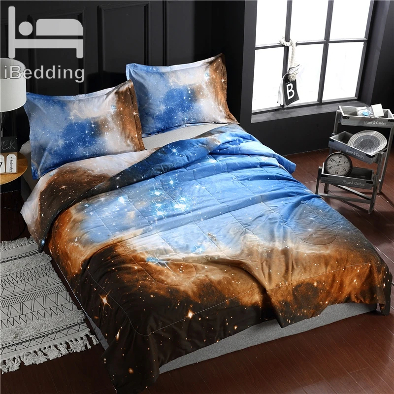 Galaxy Planet 3d Printed Quilts Set 1pc Quilt And 2pcs Pillow Sham