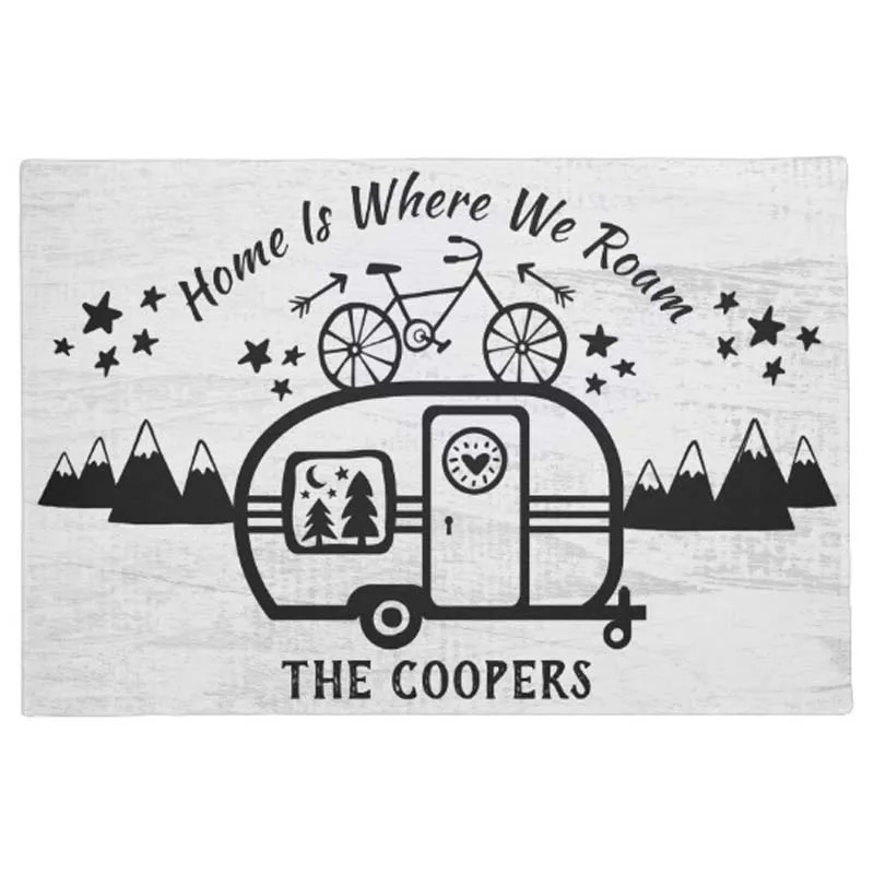 

Custom Rustic Camping Camper Trailer Rv Lifestyle Doormat Home Decoration Entry Non-slip Door Mat Rubber Washable Floor Home Rug