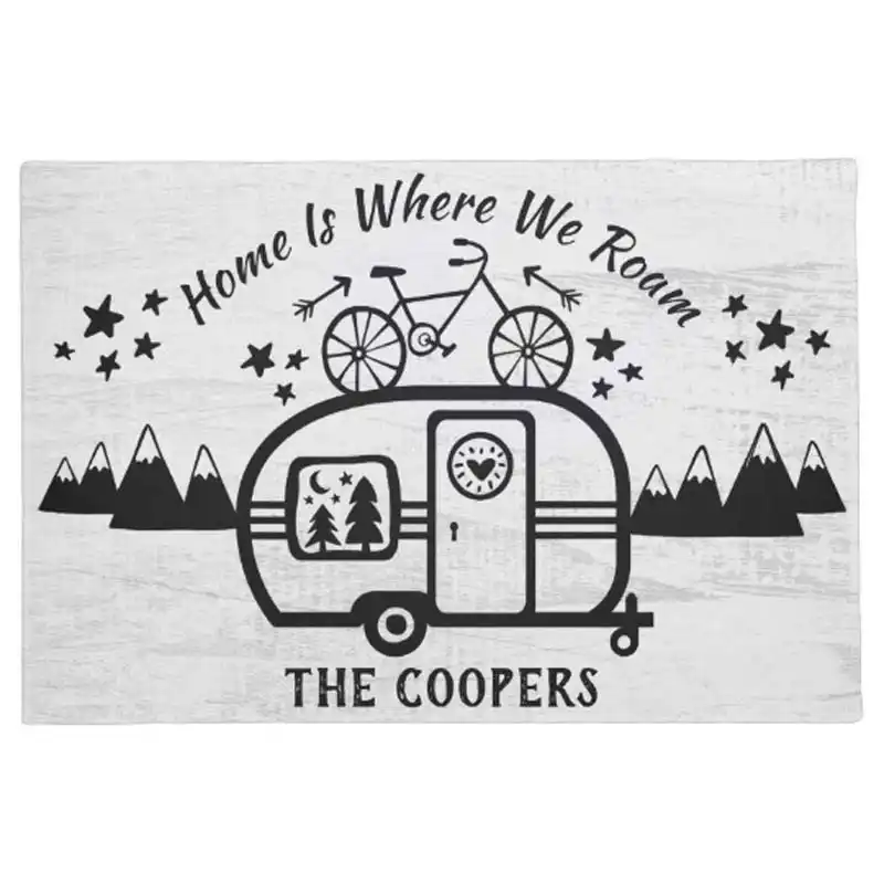 Custom Rustic Camping Camper Trailer Rv Lifestyle Doormat Home