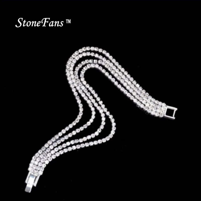 Stonefans горный хрусталь цепи Браслеты для Для женщин женские роскошные модные блестящие свадебные Браслеты и браслеты подарки Ювелирные изделия 18 см