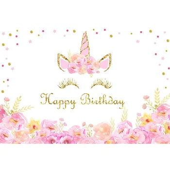 

Customized 8ft unicorn birthday party photo backdrop for baby photography studio backgrounds