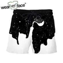 Космическая краска молочный Кот 3D пляжное платье с принтом шорты модные мужские s свободные короткие мужские Homme карго шорты US размер Прямая поставка