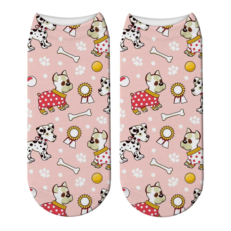 Новые носки с объемным рисунком кота, рыбы, носки с расцветкой «Кости», женские милые короткие носки с забавной собачьей лапой, детские милые носки с расцветкой «Кости», Calcetines Mujer