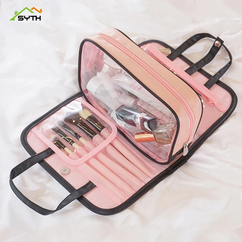 

SYTH Fashion Women Clear Cosmetic Bags PVC Toiletry Bags Travel Organizer Necessary Beauty Case Makeup Bag Bath Wash Make Up Box