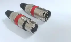 100 комплект 3 pin XLR аудио кабель Разъем микрофонный штекер + Гнездо красный адаптер