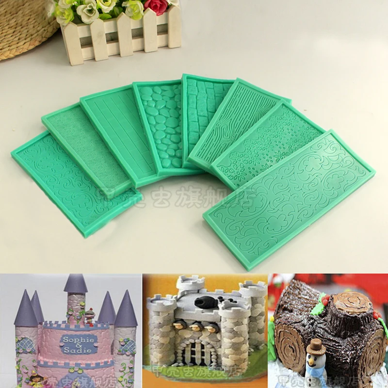 

1pcs House Wall Brick Tree Rings Silicone Mold Fondant Cake Decor Tool Chocolate Modeling Mould Baking Mat reposteria Patisserie