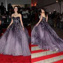 Дизайн, пчелиный Шаффер, метрополитанский город, фиолетовый, аппликация, бальное платье, тюль, Длинные платья знаменитостей, vestido de festa