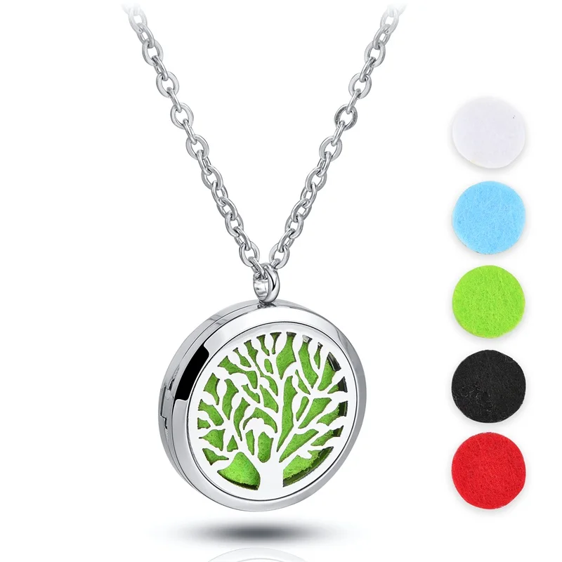 

1Pc Stainless Steel 30mm Essential Oil Aromatherapy Locket Perfume Diffuser Necklace Diffuser Necklace