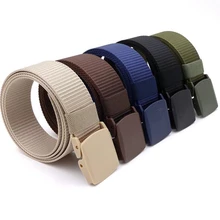 Cinto militar ajustável para homens e mulheres, cinto militar, de náilon, viagem ao ar livre, tático, com fivela de plástico, para calças de 130cm