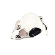 DIY бусины для изготовления ювелирных изделий из стерлингового серебра-ювелирные изделия Милая мышь шарик Розовая эмаль Подвески Серебро 925 Berloque Perles