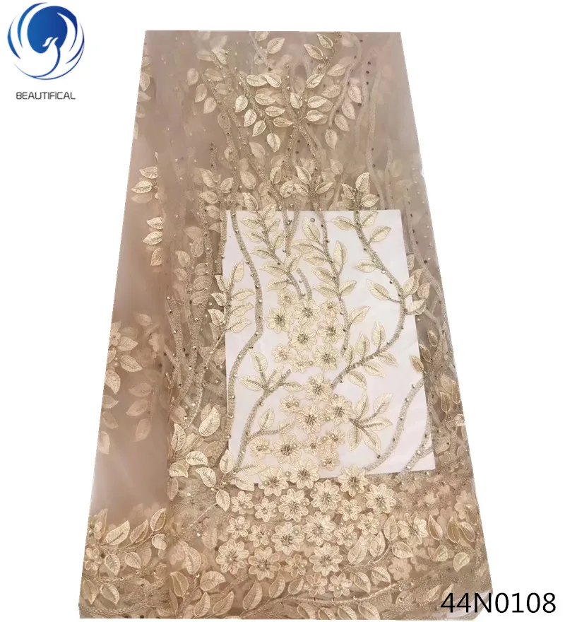 

Beautifical tulle lace fabric for dress 5yards beaded lace fabric from korea fashionable embroidered lace online shopping 44N01