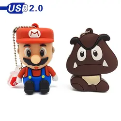 Usb 2,0 usb falsh drive 128 ГБ usb-диск 4 ГБ 8 ГБ 16 ГБ 64 ГБ флеш-накопитель Super Mario 32 Гб Флешка милый мультфильм Бесплатная доставка