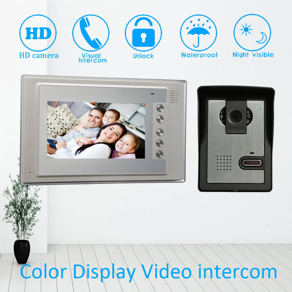 

New Smart Home 1 to 1 doorbell with HD night version camera 7 inch Video door phone system unlock Doorbell For security home