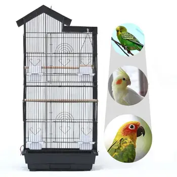 

39 inch Bird Parrot Cockatiel Birds Finch Cage with Wood Perches Food Cups E5M1