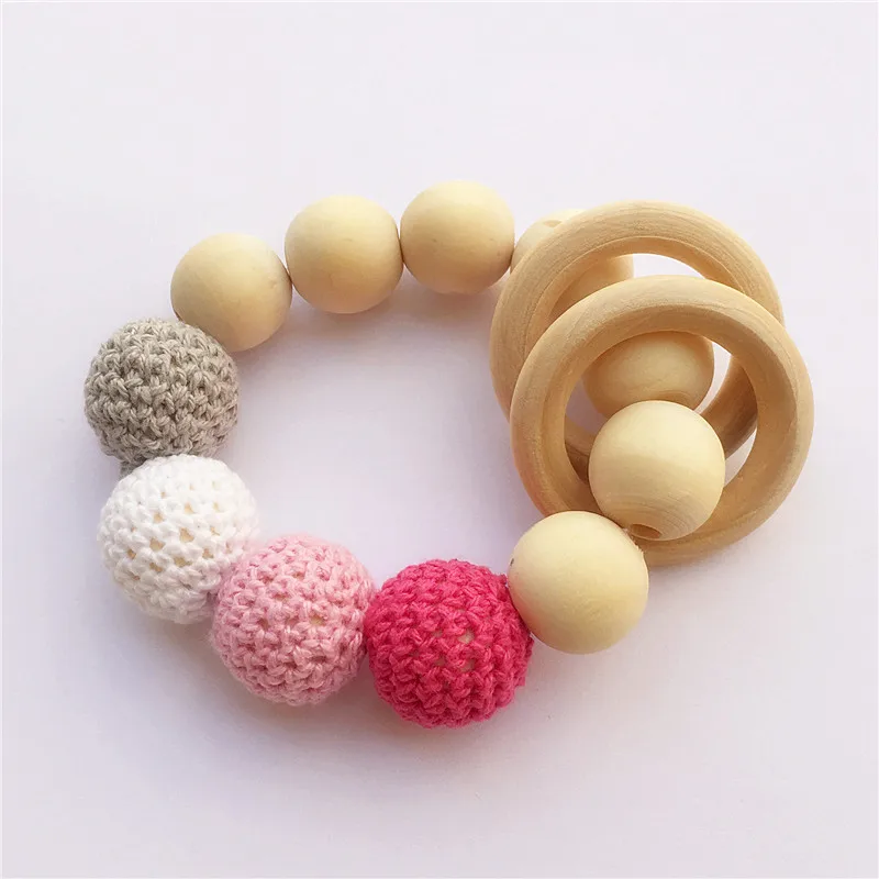 5PCS DIY Handmade Crochet Wood Beads baby pacifier teething necklace dummy nursing teether font b bracelet