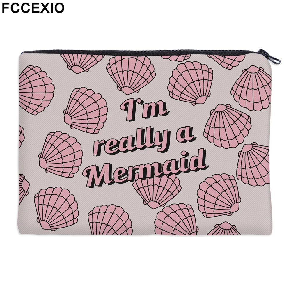 

FCCEXIO 3D Print "I'm really a Mermaid" Makeup Bag for Women Cactus Rose Fashion Cosmetic Make Up Organizer Maleta De Maquiagem