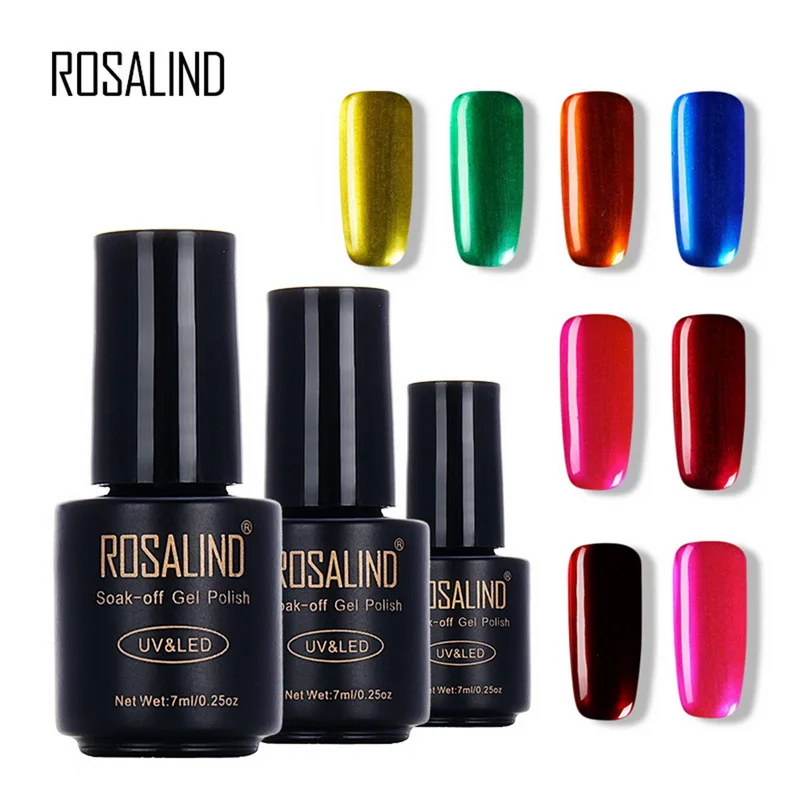 

ROSALIND Titanium Series Gel Polish Nail Art Metallic Mirror Effect Nail Gel Metal UV Nail Polish Varnish Long Lasting Mirrors