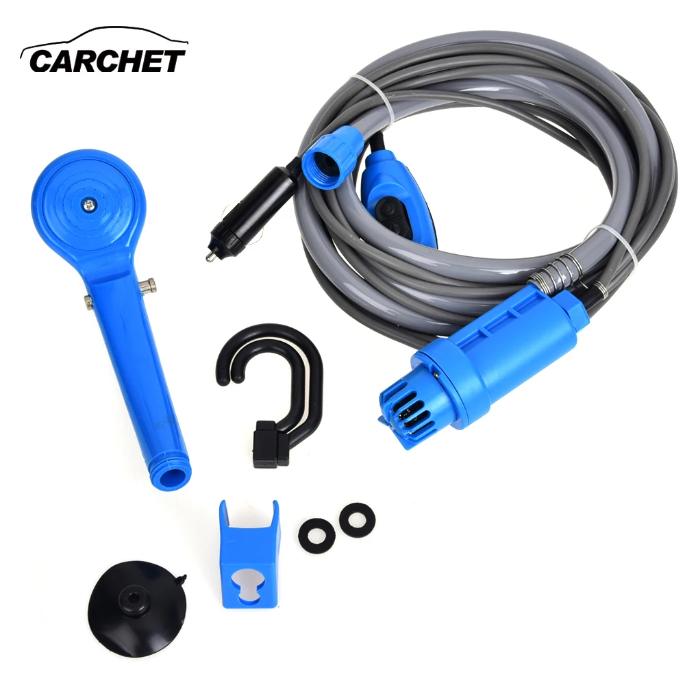 

CARCHET 12V Electric Car Washer Plug Outdoor Camper Caravan Van Portable Camping Travel Shower Universal