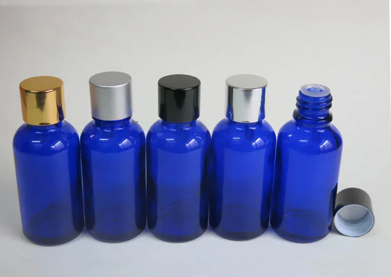 Download wholesale Cobalt Blue Glass Bottle 30 ml, Blue Cosmetic Container, Tamper evident top Bottle ...