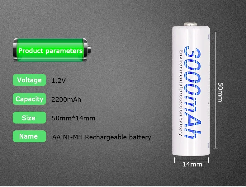 Оригинальная батарея Palo AA 1,2 V AA 3000mAh Ni-MH предварительно Заряженная аккумуляторная батарея 2A Baterias для камеры игрушки