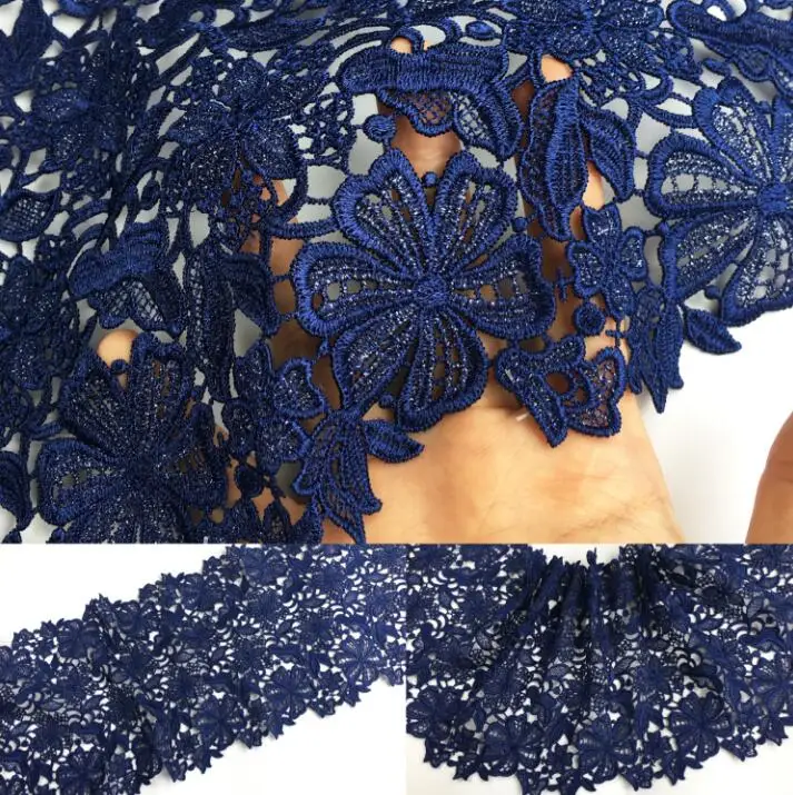 1 Meter Navy Blue Wedding Flower Hollow out Venice Lace Trim Water