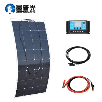 

160w flexible solar panel Mono cell 12v/24v 20A PMW controller pv connector cable for 12v solar system battery charger