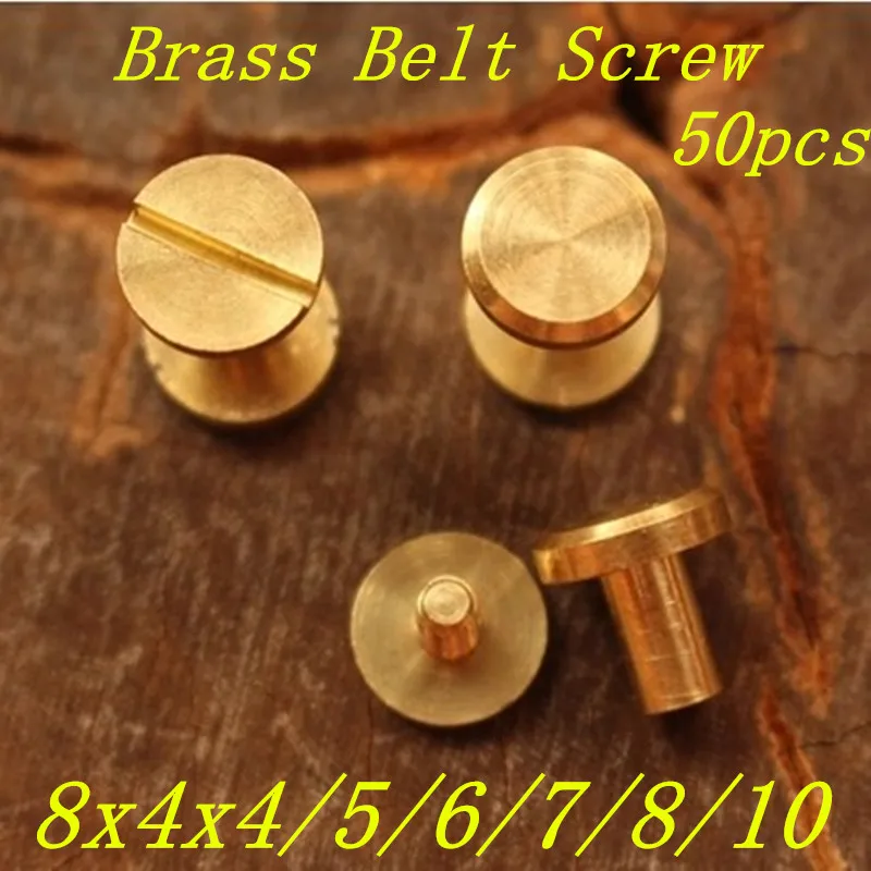50pcs/lot 8*4(diameter)x4/5/6/7/8/10(L) Flat Luggage Leather metal Craft Solid Screw Nail Rivet Double Head Belt Rivets | Обустройство