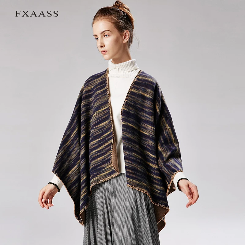 

FXAASS New Autumn/Winter Shawl Fashion Poncho Women Scarf for Lady Luxury Blanket Cashmere Scarves Warm Pashmina Wholesale Cape