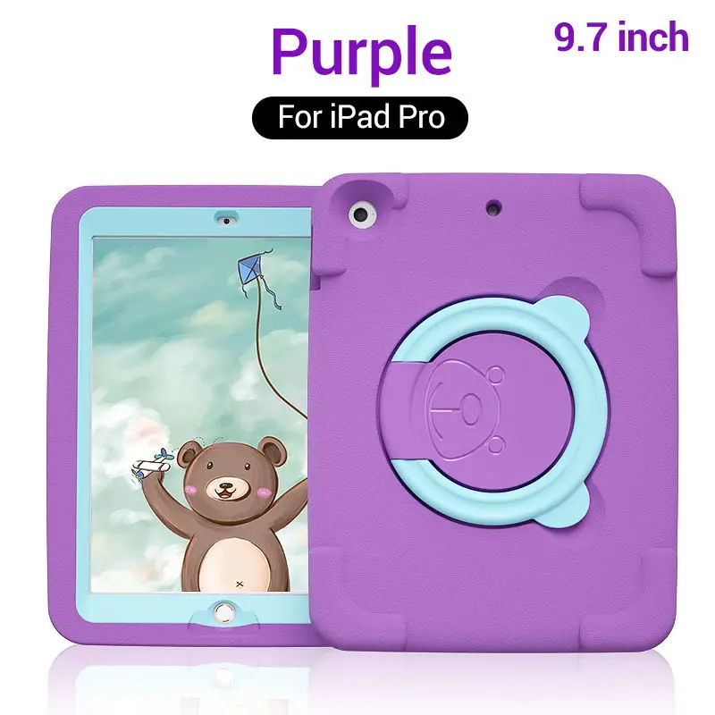 PZOZ Mooie veilige hoes voor iPad Air 2 Pro 9.7 inch Mini 1 2 3 4 5 Houder EVA hoes Druppelbestendig Schokbestendig Kinderen Zacht Niet-toxisch Kindercasus Stentkoffer Vouw Folio Koffer Beschermend omhulsel - Цвет: Pro 9.7 Purple