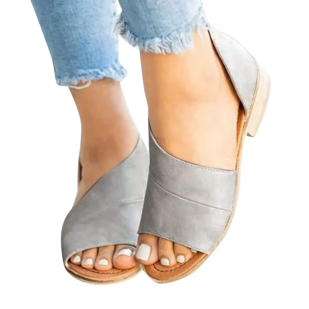 2019 New Arrival womens Summer Fashion Casual Shoes Side Open Cover Heel Retro Peep Toe Sandals chaussures femme ete #@A30