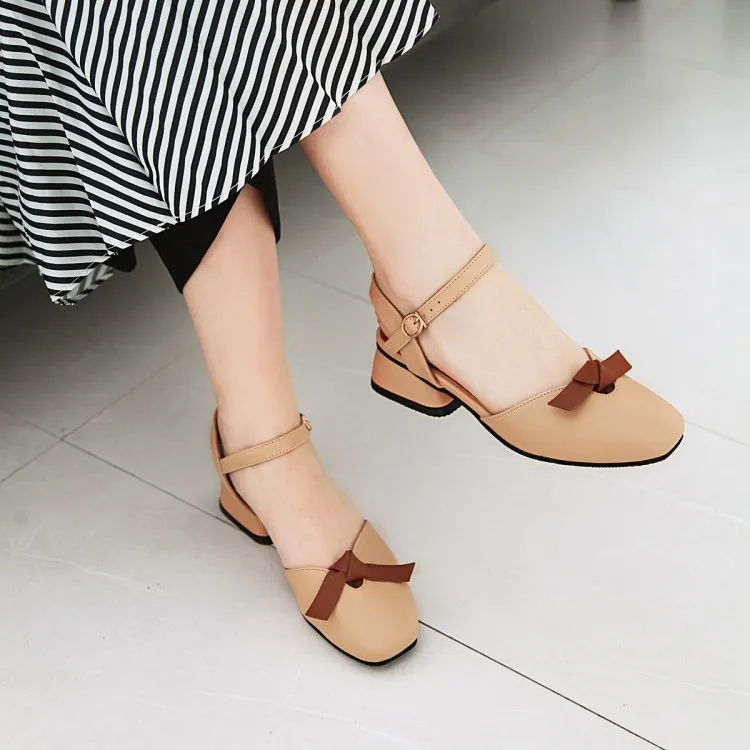 

Big Size 11 12 13 14 15 16 17 high heels sandals women shoes woman summer ladies Button sandals with square bow