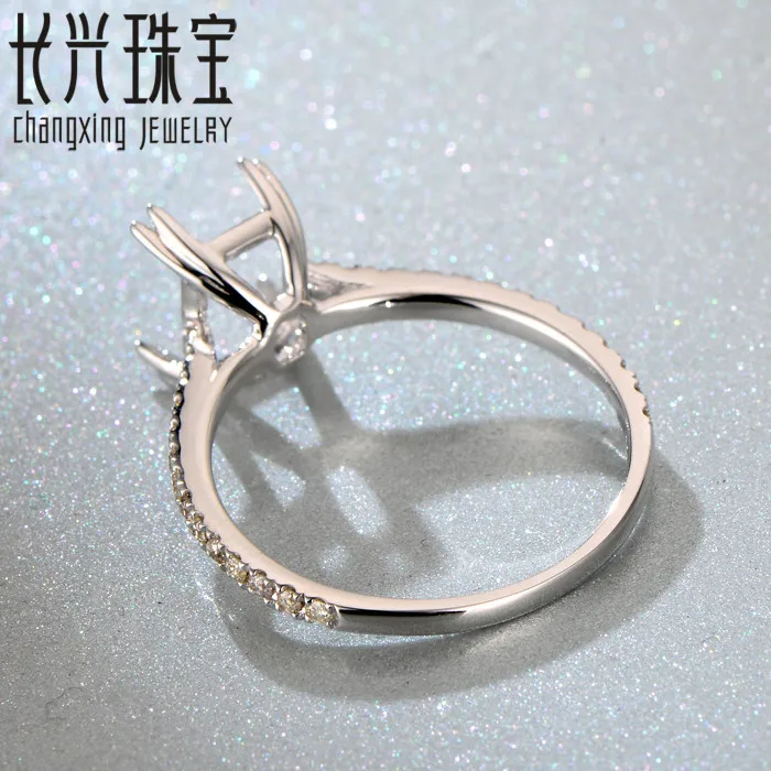 14K White Gold Semi Mount Engagement Pave Diamond Ring Setting 
