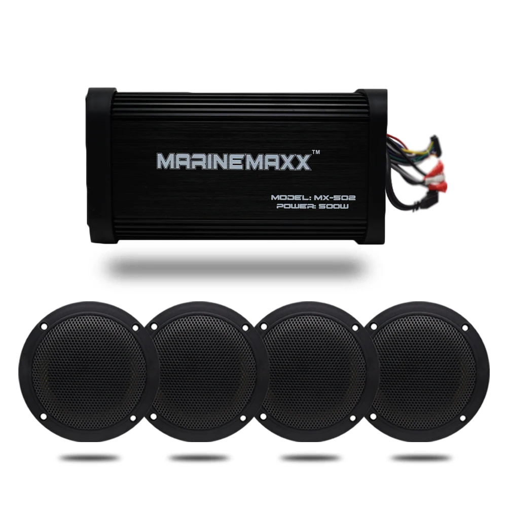 4 Channel 500W Marine Blutooth Motorcycle Car Amplifier Boat Stereo 3" Inch Waterproof Marine