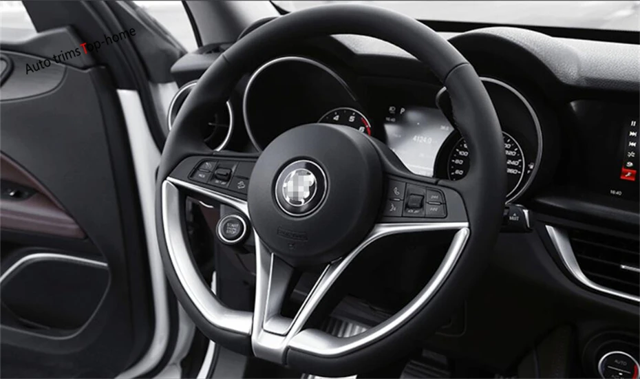 

Yimaautotrims Steering Wheel Strip Cover Trim 3 Pcs Fit For Alfa Romeo Stelvio 2017 2018 2019 / ABS Interior Matte Style