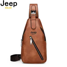 JEEP BULUO Brand Men's Large Capacity Chest Sling Bag Travel Hiking Cross Body Messenger Shoulder bags Solid Men Leather Bag men first layer cowhide genuine leather sling chest bag large capacity cross body pack daypack vintage travel school hiking