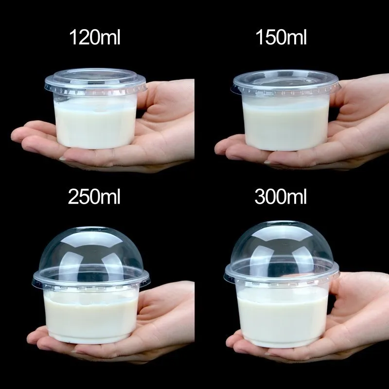 

100 Set Pudding Cup Disposable Plastic Cups Lid Small Plastic Containers Dessert Box Wedding Party Birthday 4/5/8/10oz