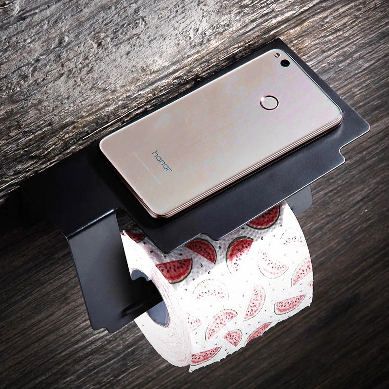 WEYUU 304 Stainless Steel Toilet Paper Holders Wal Mounted Roll Rack Mobile Phone Holder Bathroom Accessories Brushed Nickel