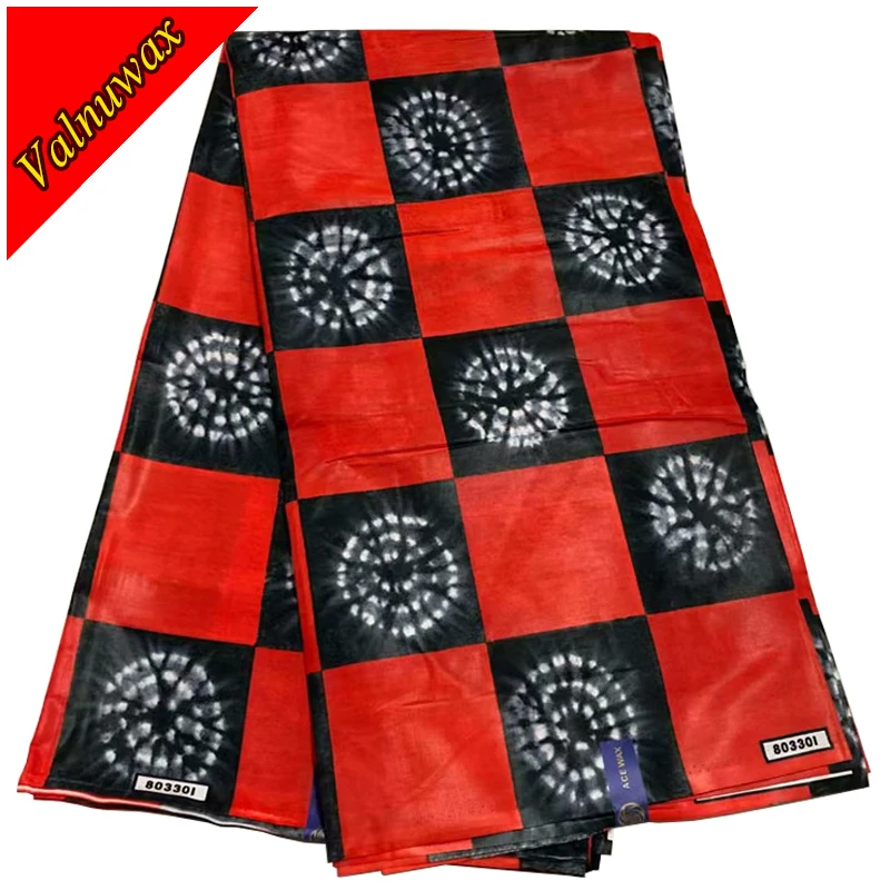 

Valnuwax high quality java wax prints fabric red&black color african ankara wax with 6yards fabric for fashion dress LS-m