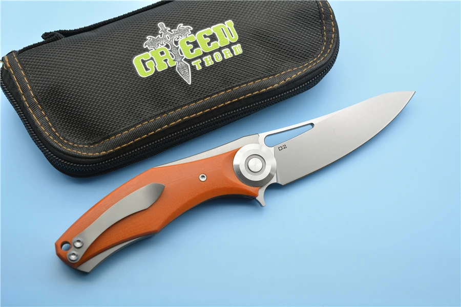 Складной нож D2 blade G10 охотничий карманный зеленого цвета с ручкой для выживания