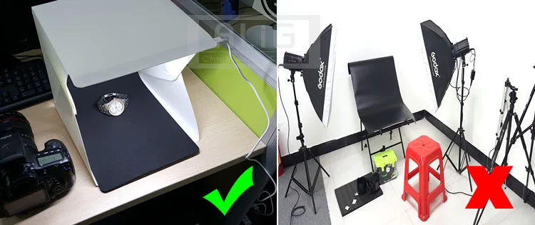 Updated Mount 23cm Mini Folding Studio Diffuse Soft Box With LED Light Black White Red Green Background Photo Studio Accessories