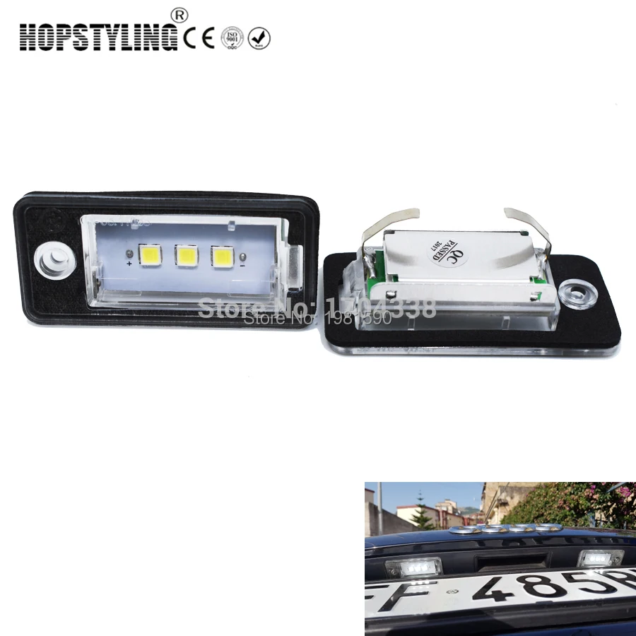 Hopstyling 2 шт. 3SMD Canbus Нет Ошибка светодиодный номерного знака светильник для audi A3 S3 A4 S4 B6 B7 A6 C6 S6 A8 S8 RS4 RS6 Q7 белая автомобильная лампа
