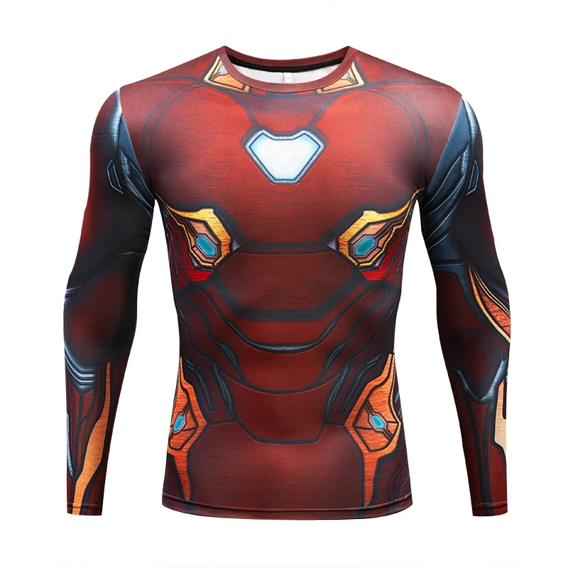 

2019 Summer Fashion Fitness Compression 3D T-Shirt Men iron ManTights Avengers 3 Infinite War Long Sleeve Tight Tops Male