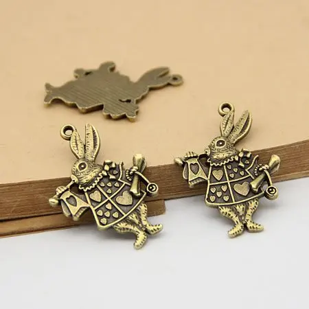 

Lovely Gentleman Rabbit Jewelry Charms Vintage Bronze Zinc Alloy Jewelry Fit DIY Jewelry Making 20pcs 25*36mm 2655