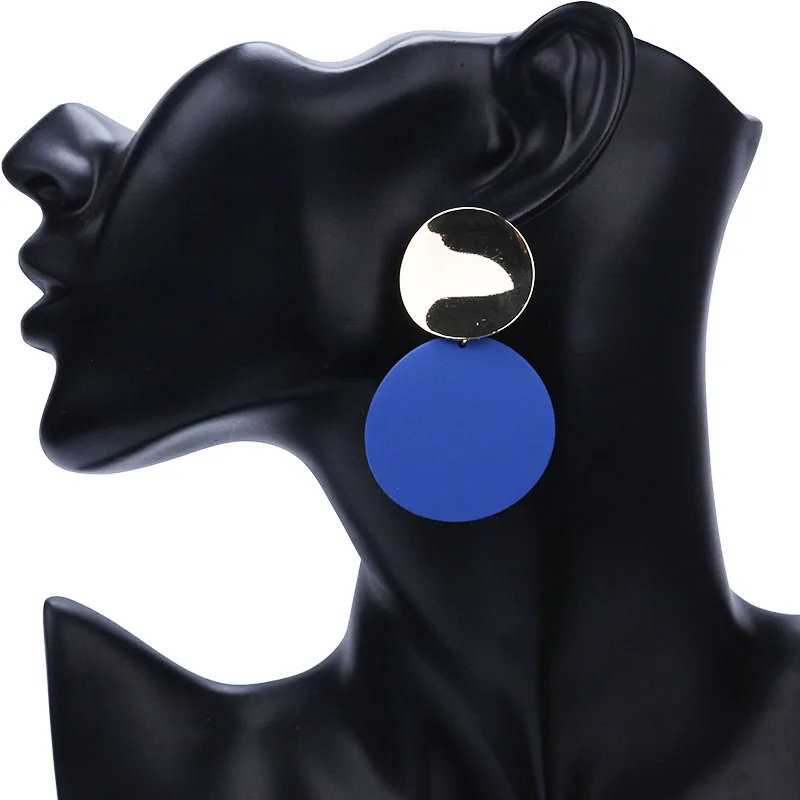 New Fashion Ear Jewelry Disc Drop Earrings For Women Geometric Double Round Exaggerated Dangle Brincos Nice Party Gift EB2215