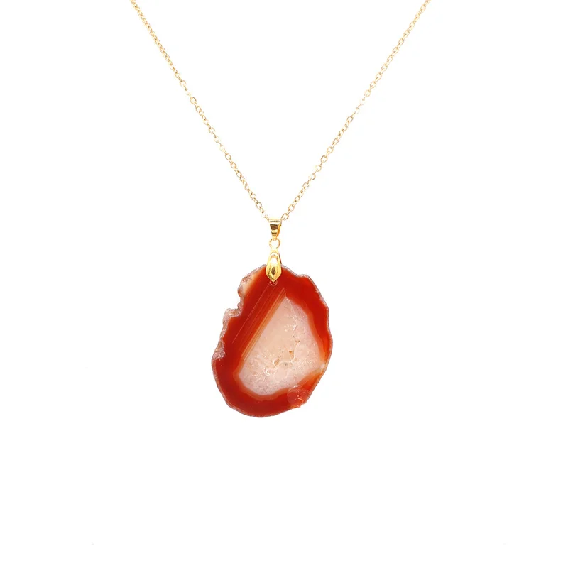 Aiovlo 5 цветов на выбор Золотая нержавеющая сталь цепочка с натуральным камнем разные формы кварц кулон ожерелье ювелирные изделия для женщин подарок