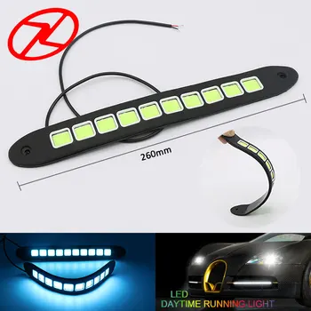 

2PCS Flexible Universal Cars Driving Fog Light LED DRL Daytime Running Light Waterproof COB Day Light DC 12 V Ice Blue