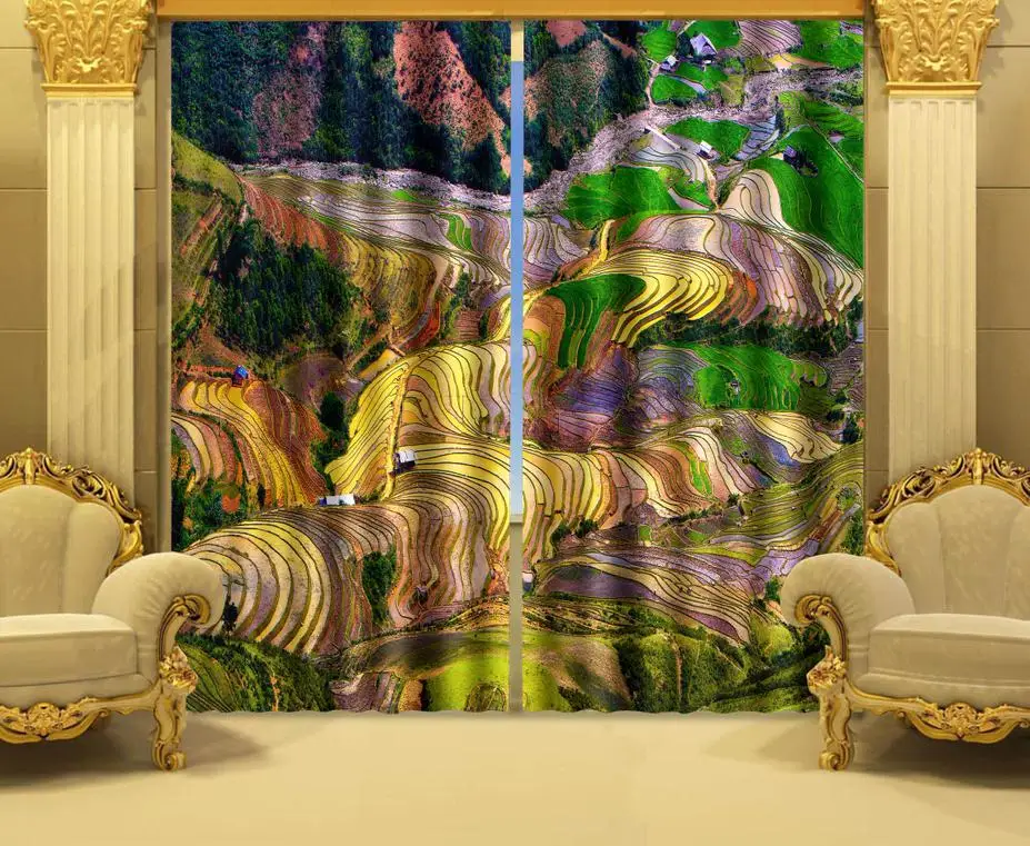 

Photo Print stereoscopic 3d Curtains Pastoral landscape printing 3 d curtain 100% shading