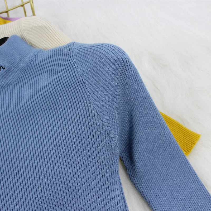 Hot 2019 Women Sweater Embroidered Letters 9 Colors Sweater Pullovers Spring Autumn Long Sleeve Knitted Tops D273