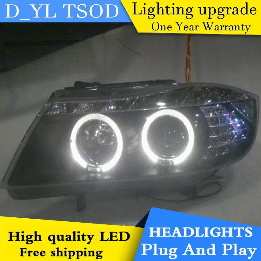 D_YL Car Styling for BMW E90 Headlights 2007 2011 E90 LED Headlight DRL Bi Xenon Lens High Low